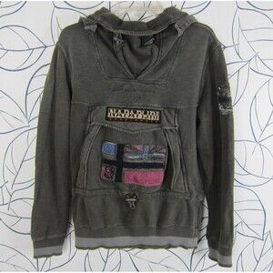 Napapijri Heritage Bungee Hoodie Sweatshirt Olive Green Men's Size M